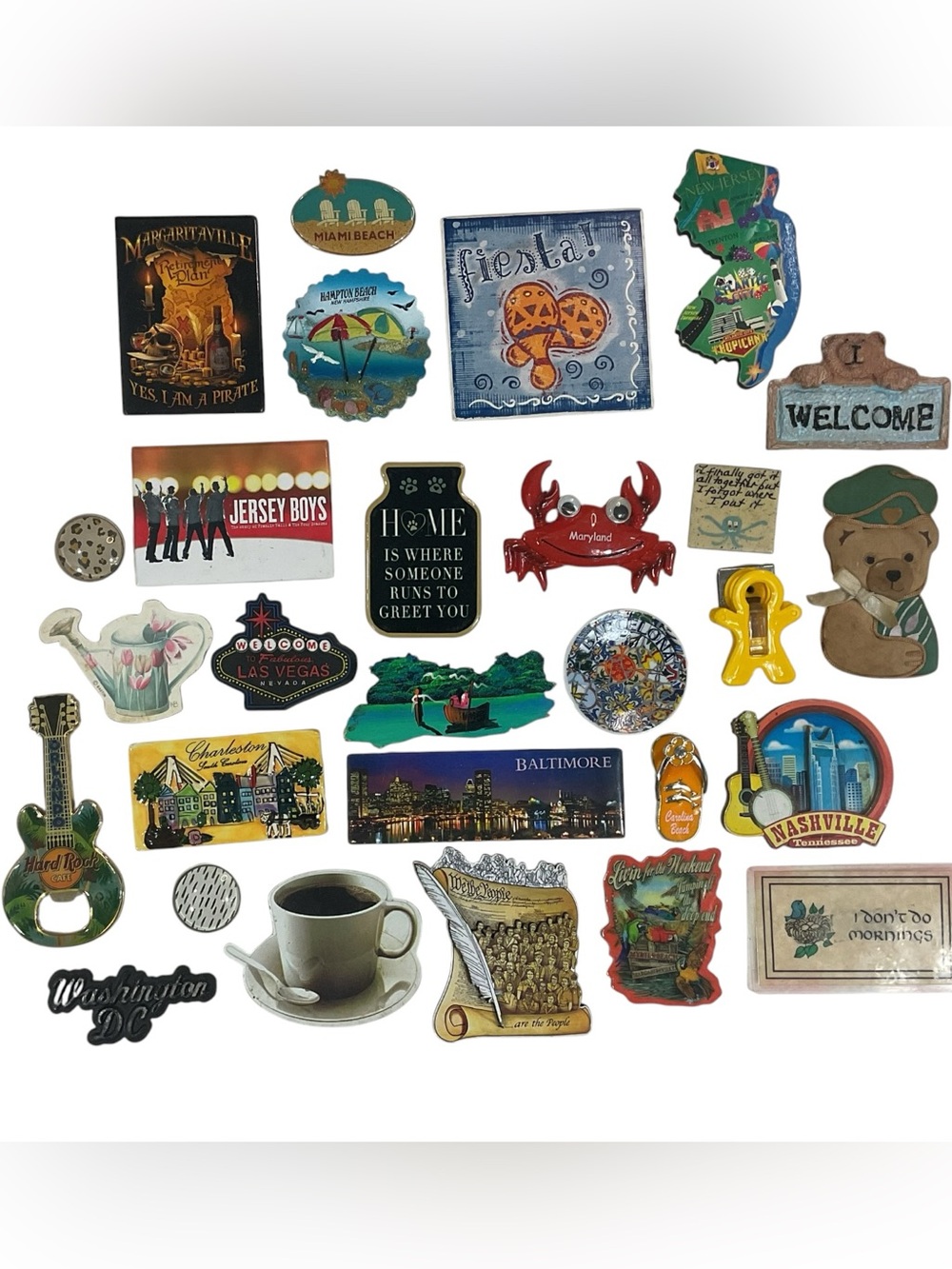 Lot of 27 Refrigerator Magnets + Coaster Travel Souvenir Vintage Tourist Mixed